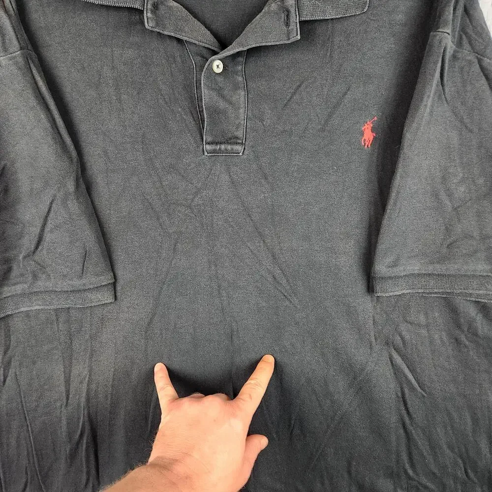 Polo Ralph Lauren Polo Shirt Mens 2XB Big Black Red Small Pony Logo Short Sleeve